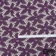 Coupon 3m dentelle élasthanne floral uni lilas