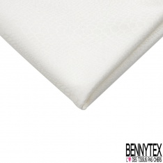 Coupon 3m Satin coton jacquard élasthanne imprimé peau de serpent ton sur ton blanc hivernal