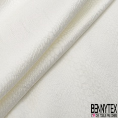 Coupon 3m Satin coton jacquard élasthanne imprimé peau de serpent ton sur ton blanc hivernal