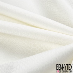 Coupon 3m Satin coton jacquard élasthanne imprimé peau de serpent ton sur ton blanc hivernal