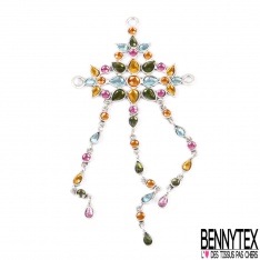 Bijou métal argenté et strass multicolore