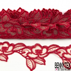 13 m Bande dentelle coton polyamide floral rouge Made in France