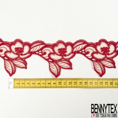 13 m Bande dentelle coton polyamide floral rouge Made in France