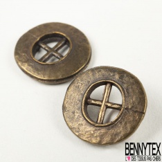 10 boutons métal 4 trous bronze vieilli