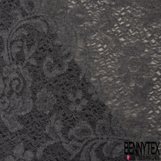 Dentelle élasthanne motif floral anthracite