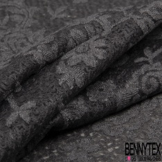 Dentelle élasthanne motif floral anthracite