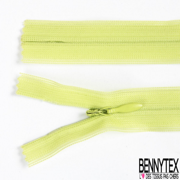 Lot de 2 zips invisibles 37 cm uni chartreuse vif