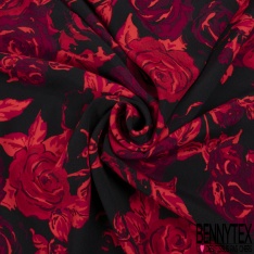 Crêpe viscose digital imprimé floral fondu fond noir