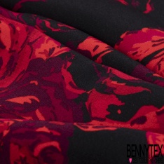 Crêpe viscose digital imprimé floral fondu fond noir