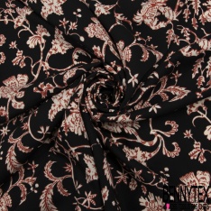 Fibranne viscose imprimé digital floral rétro fond noir