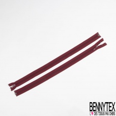 Lot de 2 zips invisibles 42 cm uni bordeaux foncé