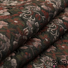 Jacquard laine polyester motif abstrait roux noir taupe