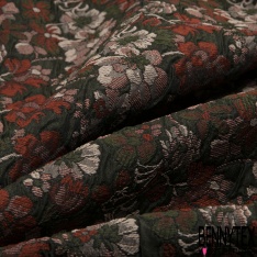 Jacquard laine polyester motif abstrait roux noir taupe