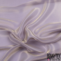 Mousseline de soie lamé fine rayure horizontale lurex or argent fond blanc naturel