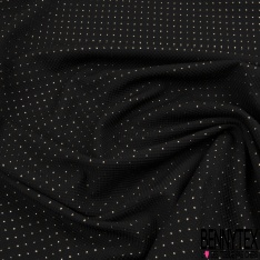 Jacquard polyester motif triangle lurex or fond fantaisie noir