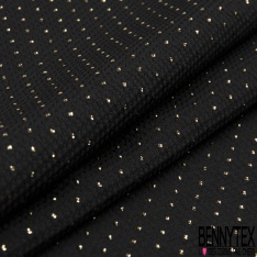 Jacquard polyester motif triangle lurex or fond fantaisie noir