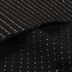 Jacquard polyester motif triangle lurex or fond fantaisie noir