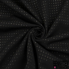 Jacquard polyester motif triangle lurex or fond fantaisie noir