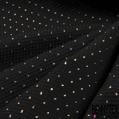 Jacquard polyester motif triangle lurex or fond fantaisie noir