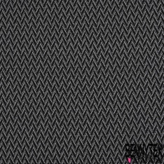 Jacquard motif chevron chiné brun blanc optique noir lurex argent