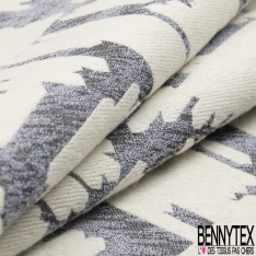 Jacquard motif chevron chiné noir blanc optique gris clair lurex noir