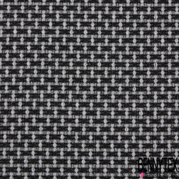 Jacquard motif abstrait géométrique blanc optique beige bleu nuit