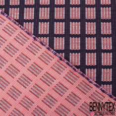 Jacquard imprimé chiné vieux rose noir bordeaux lurex rose