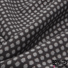 Jacquard polyester coton motif géométrique abstrait bordeaux noir lurex lie de vin