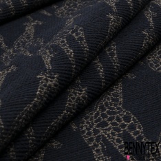 Jacquard coton polyester imprimé girafe bleu nuit fond chiné bel crépuscule bleu nuit