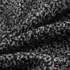 Jacquard imprimé losange géométrique lurex or noir fond blanc optique