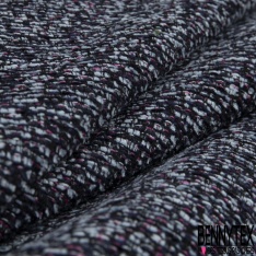 Jacquard imprimé chiné ciel bleu nuit framboise