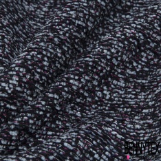 Jacquard imprimé chiné ciel bleu nuit framboise