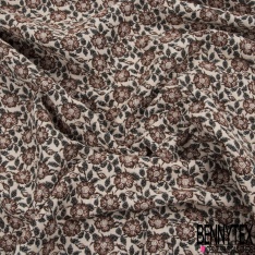 Jacquard imprimé pied de coq stylisé noir blanc framboise fond rose trémière