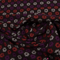 Jacquard laine imprimé rayure horizontale floral ton violine rouge mandarin blanc duscret sang de taureau