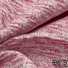 Jacquard imprimé chiné rose thé lurex rose fond blanc discret