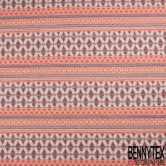 Jacquard imprimé géométrique blanc discret beige noir