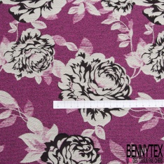 Jacquard imprimé rayure sergée horizontale bordeaux blanc optique orange rose lilas