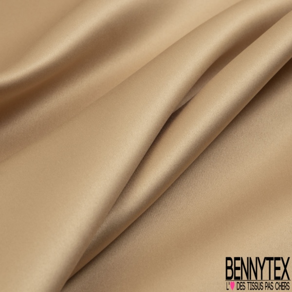 Satin polyester lourd uni beige doré