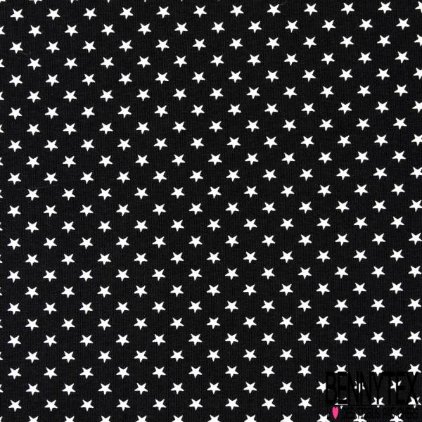 Polyester Fluide Opaque Motif Petite Etoile Blanche Fond Noir