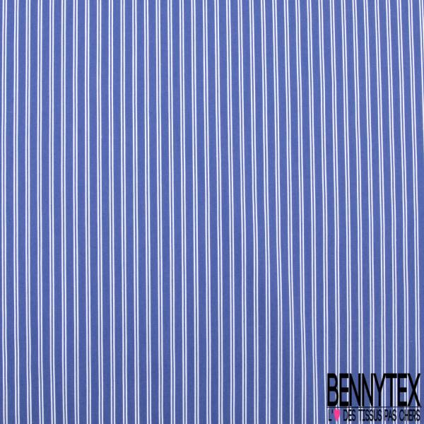 Coton Imprime Motif Rayure Bleu Roi Blanche Verticale Elasthanne Bennytex Vente De Tissus Pas Cher Au Metre