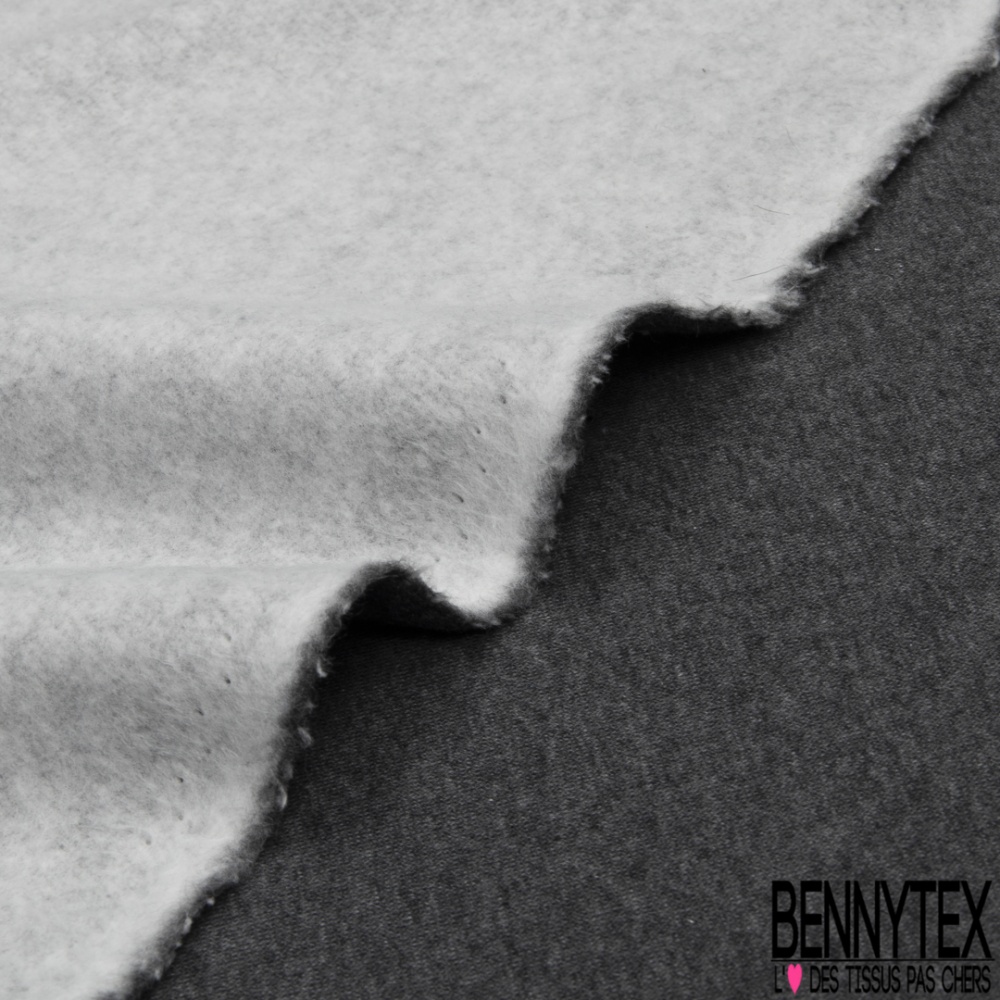 MOLLETON Gratte tiguli gris chiné /noir au mètre - Vente de tissu